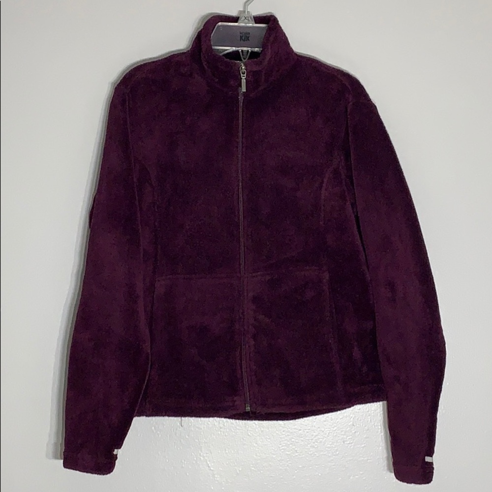 White Sierra Eggplant Zip Up Fleece Jacket women xs purple